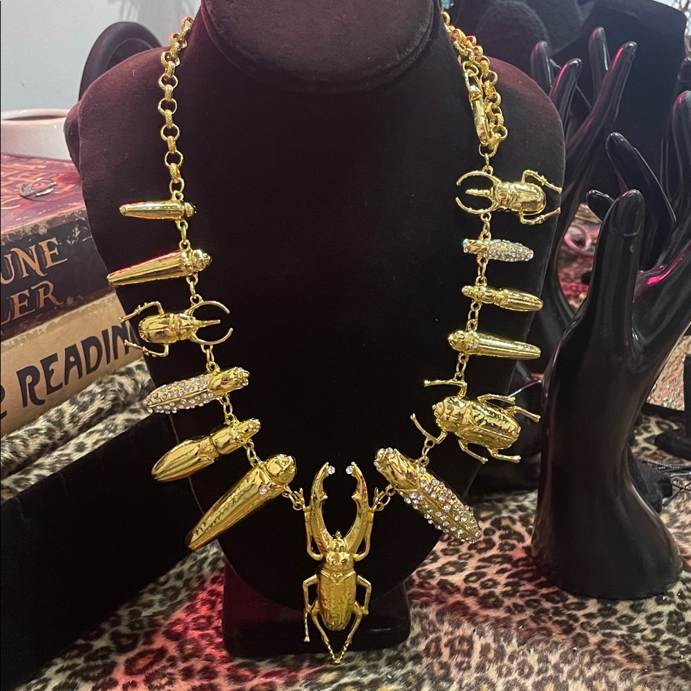 Gold Insect Statement Necklace